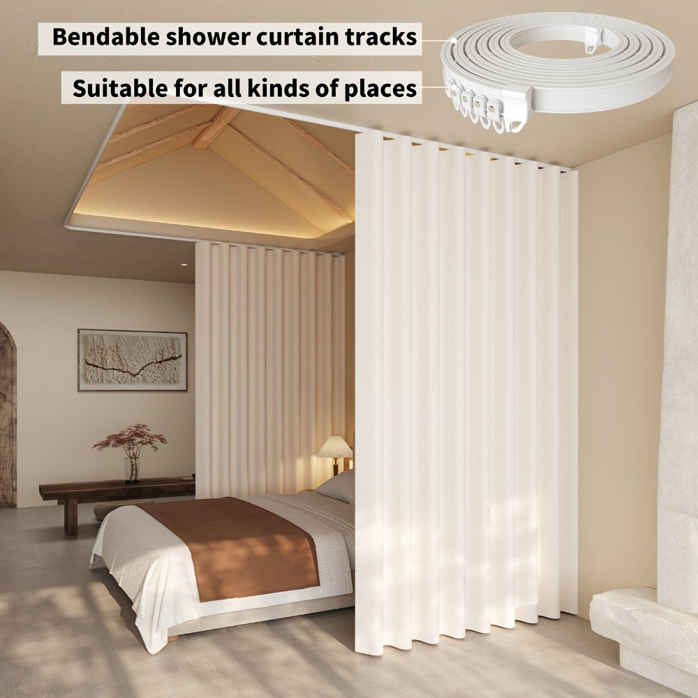 Flexible Curtain Rail Track – Bendable PVC Ceiling Mount Curtain Rod for Bay Window, Bathroom & Home Decor, Trim-to-Fit Monorail Curtain Track System - product image 7