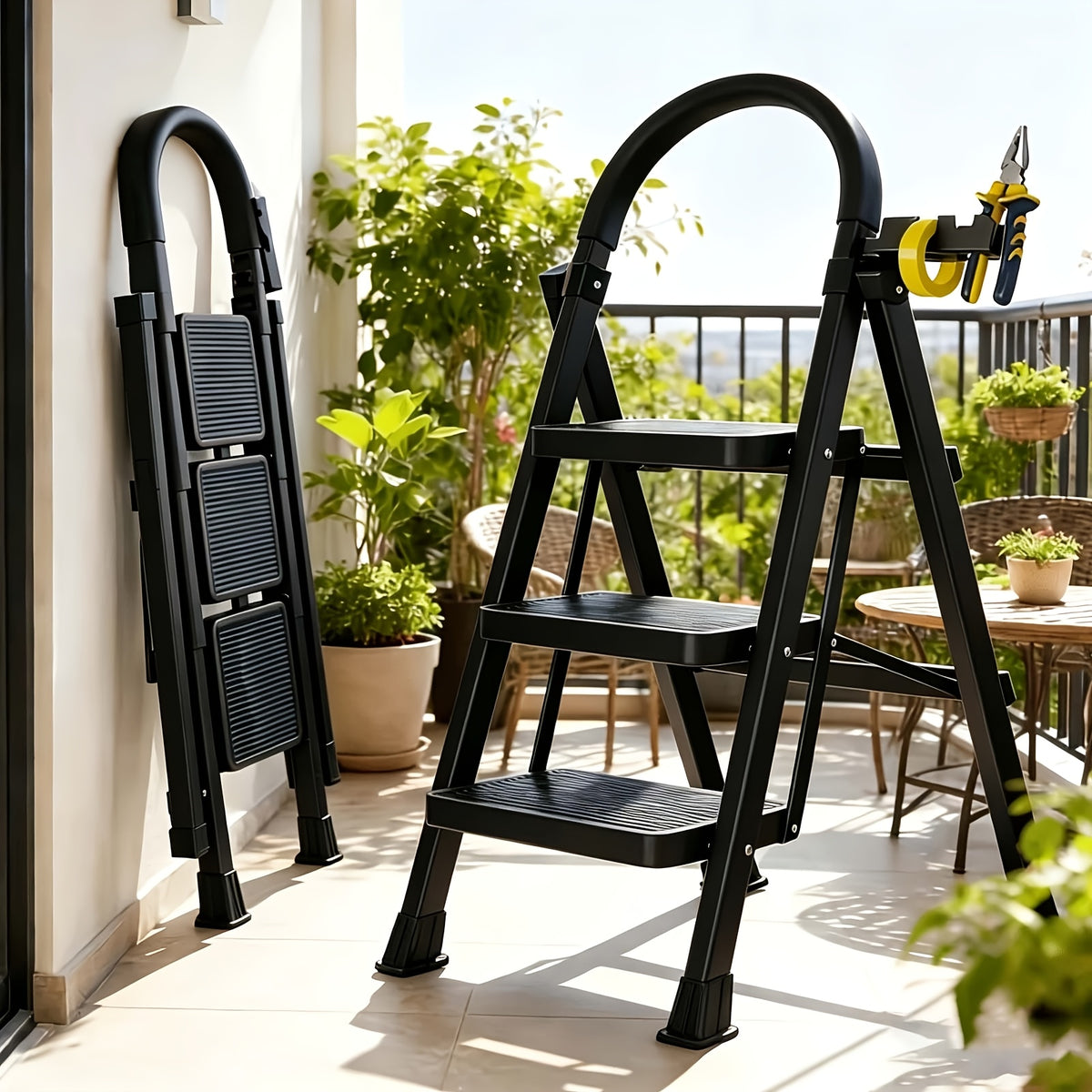 Folding Ladder, 2/3/4/5-Step Ladder, With A Weight Capacity Of 500 Lbs, Anti-Slip Wide Pedals With Safety Locks, Rust-Resistant Material, Suitable For Home - product image 9