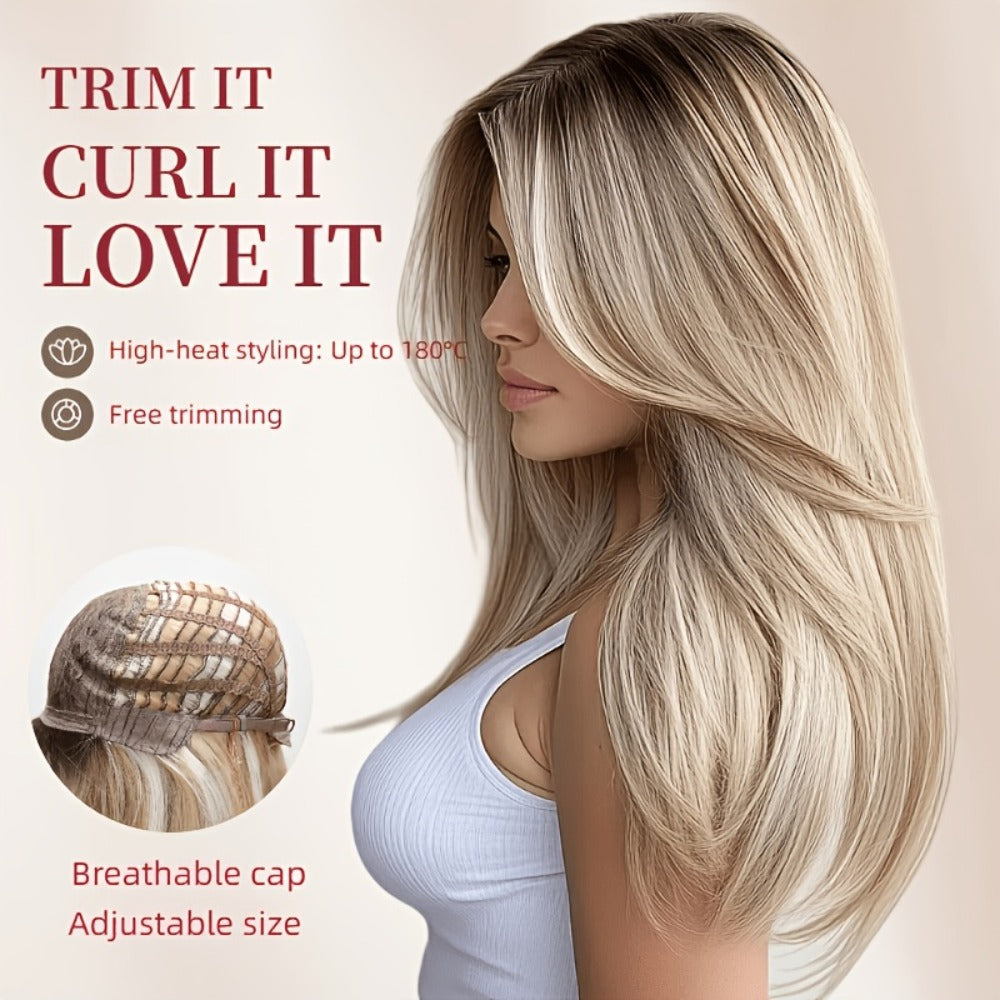 Heat Resistant Synthetic Wig Long 24 Inch 6 Colors Dark Brown Ivory Light Golden for Women Daily Wear Party Holiday Beginner Friendly Natural Look - product image 5