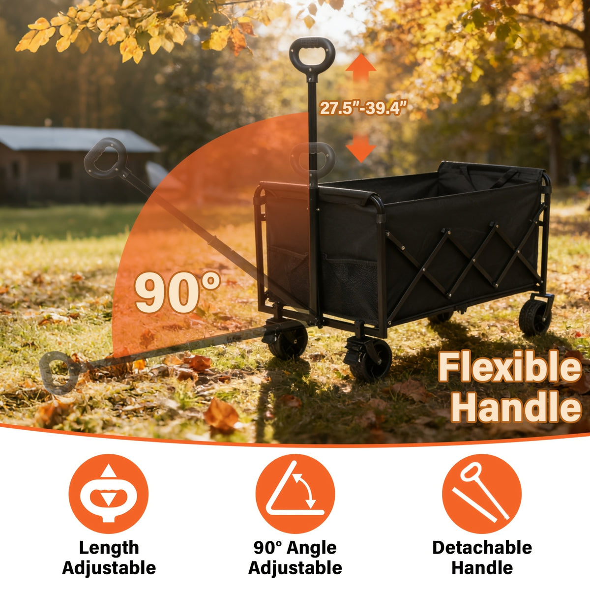 360/ 520/580/600 Lbs Collapsible Wagon Cart with Wheels Foldable - Folding Utility Heavy Duty Wagons Carts for Grocery Sports Garden Shopping Camping - product image 11