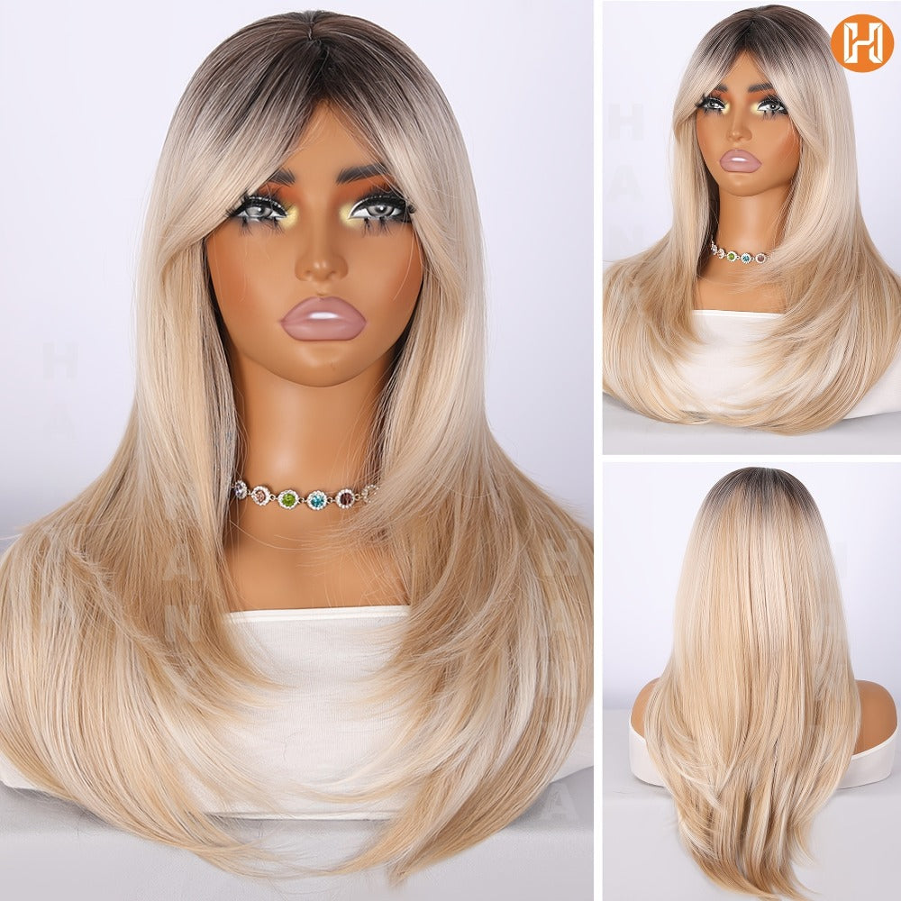 Heat Resistant Synthetic Wig Long 24 Inch 6 Colors Dark Brown Ivory Light Golden for Women Daily Wear Party Holiday Beginner Friendly Natural Look - product image 20