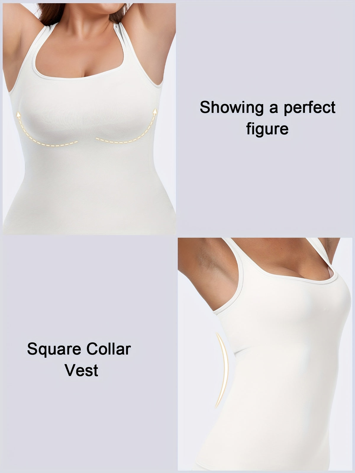 2pcs Tummy Control Shapewear Compression Tank Tops For Women Seamless Square Neck Body Shaper Camisole, Durable, Comfortable and Breathable, It Is Suitable For - product image 6