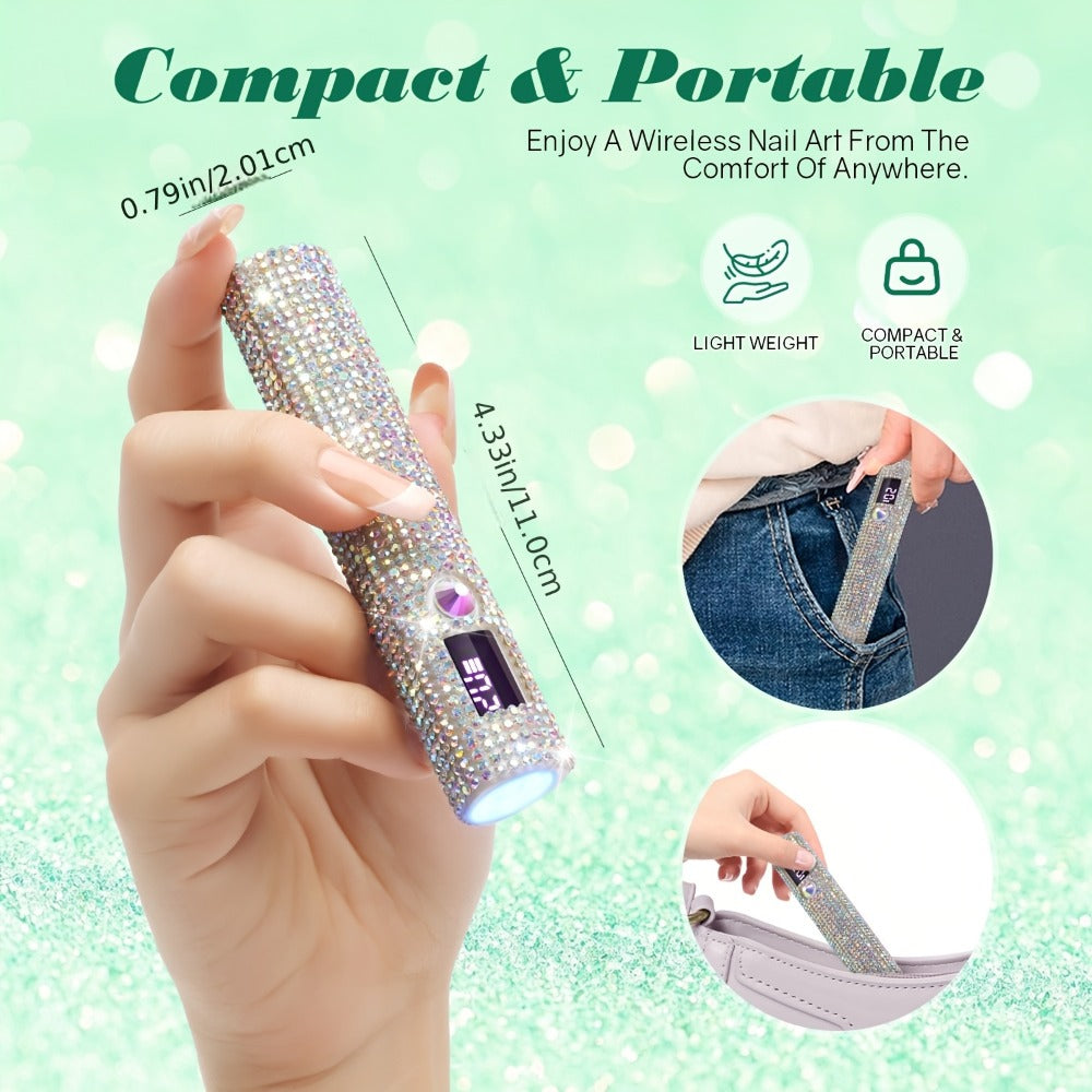 Handheld LED Nail Lamp USB Rechargeable with LCD Display Quick-Dry Gel Polish Curer - Portable Nail Dryer for Fingers & Toes Home Salon Manicure Pedicure, Silvery Diamond Design fo - product image 4