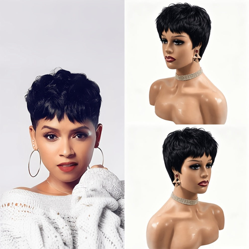 Body Wave Pixie Wig 8 Colors Short 4 Inch Synthetic Heat Resistant Rose Net Cap – Black Brown Red Blue Purple Green | Women Daily Wear Party Cosplay Fashion Wig - product image 13