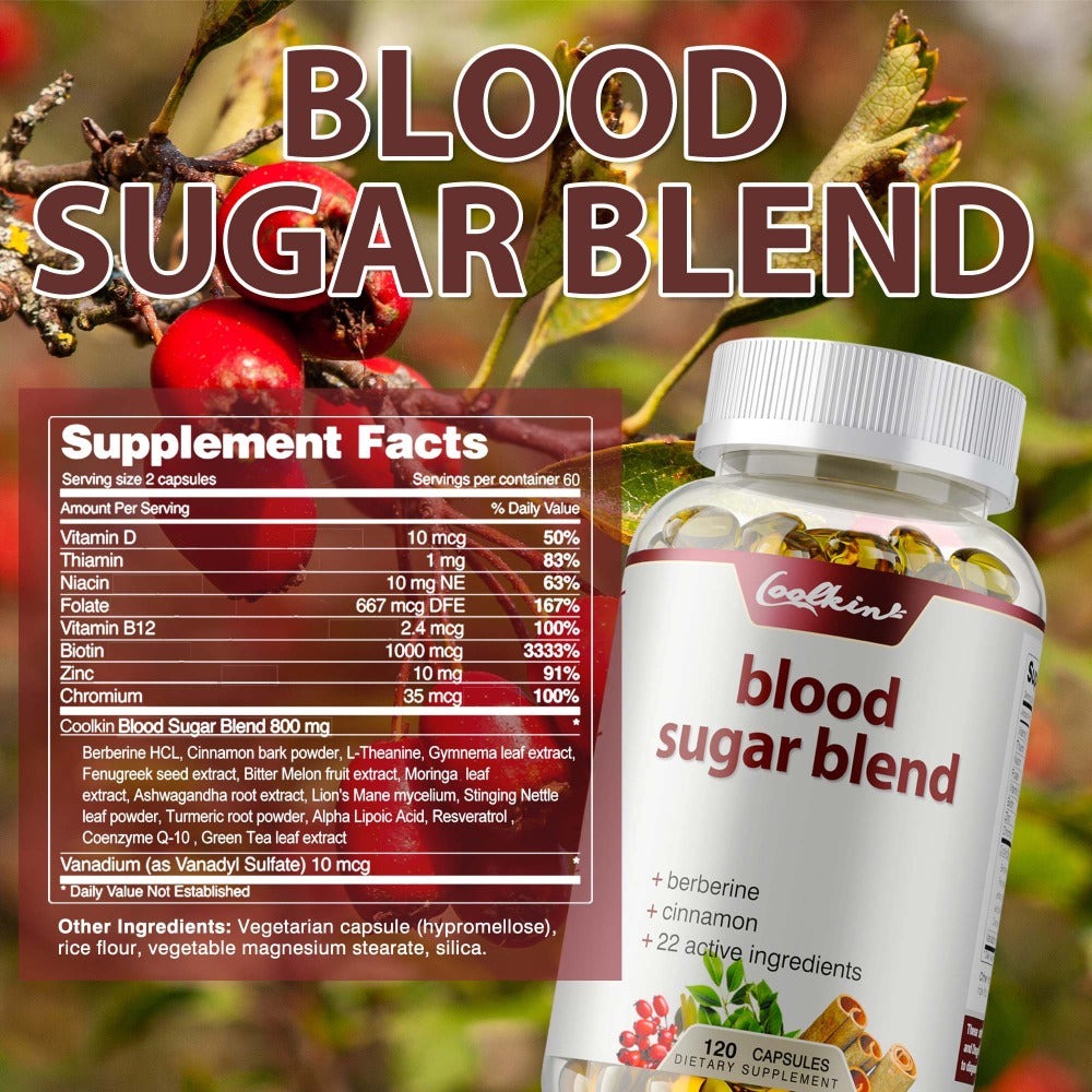 Blood Sugar Blend 120 Capsules – Berberine HCL, Cinnamon, CoQ10, Turmeric & Alpha Lipoic Acid – Natural Formula to Support Healthy Blood Sugar Levels – Daily Wellness Supplement - product image 2
