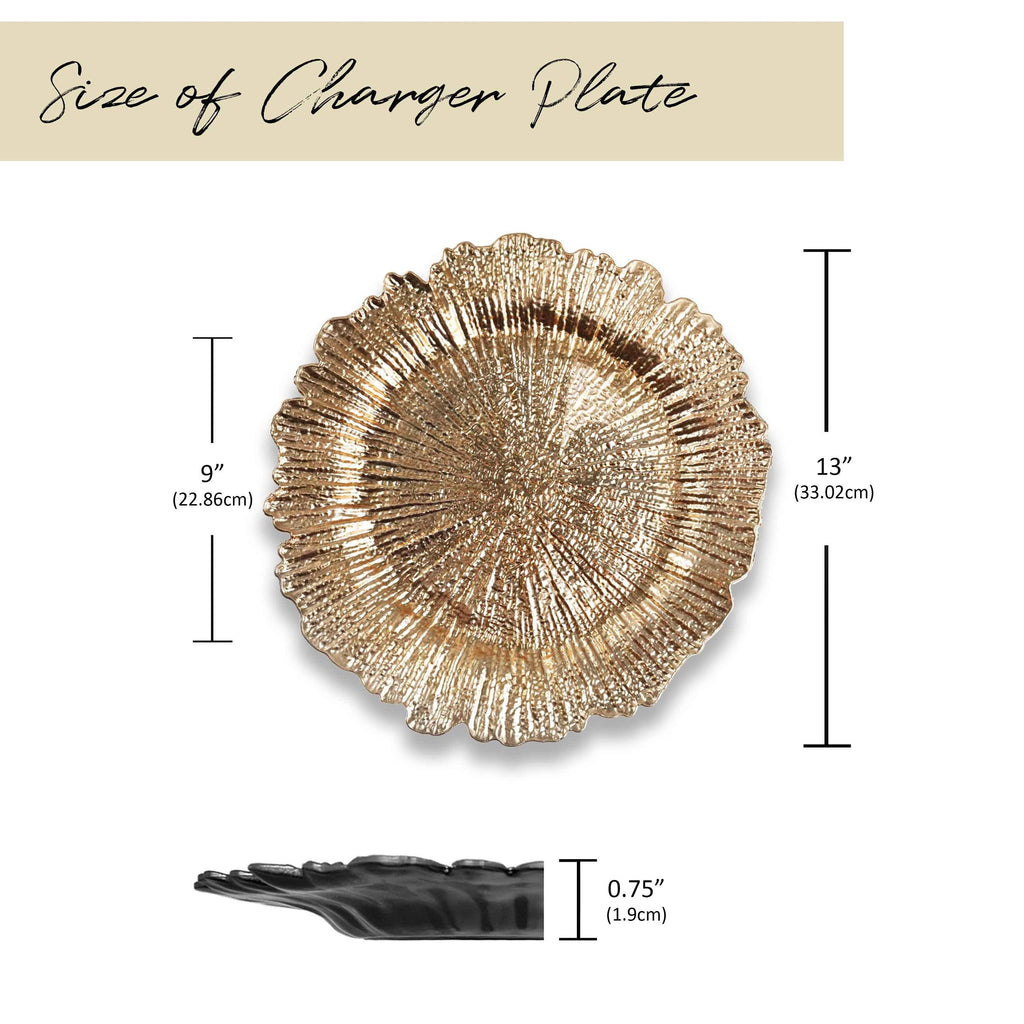 Charger Plates 13 Inch Set of 24 – Floral Reef Design Decorative Dinner Plate Chargers for Wedding Table Setting Party Banquet Reception Decor Silver Rose Gold Red - product image 4
