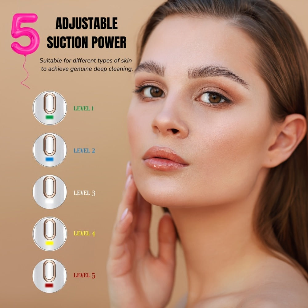 Blackhead Remover Vacuum Pore Cleaner 5 Adjustable Suction Levels - 4 Probe Heads 600mAh USB Rechargeable Portable Facial Pore Extractor for Women Men All Skin Types - product image 3