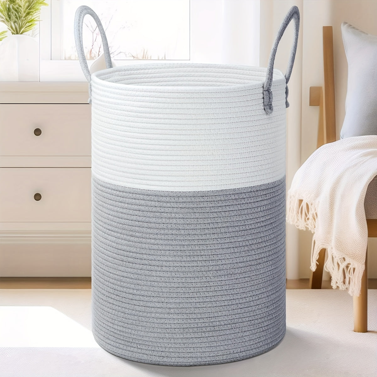 Collapsible Laundry Basket, Woven Rope Laundry Hamper, 12.15gal/15.85gal/21.13gal/26.42gal Laundry Bag for Decor Storage of Dirty Clothes, and Blankets in - product image 10