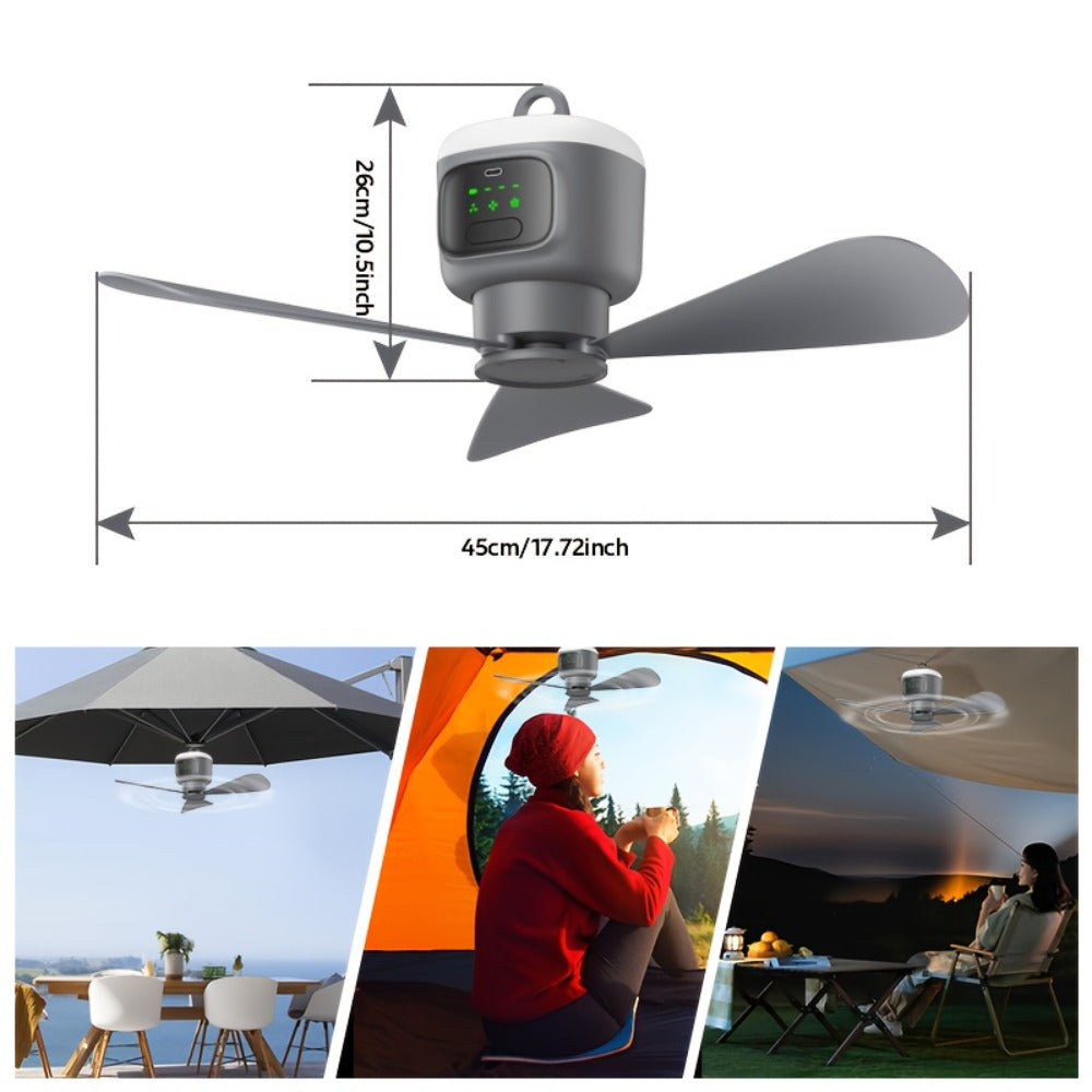 Remote Control Camping Fan 12000mAh Battery Portable Outdoor Fan with LED Light 4-Speed Settings 8-Hour Timer 30-Hour Runtime Rechargeable Tent Fan - product image 2