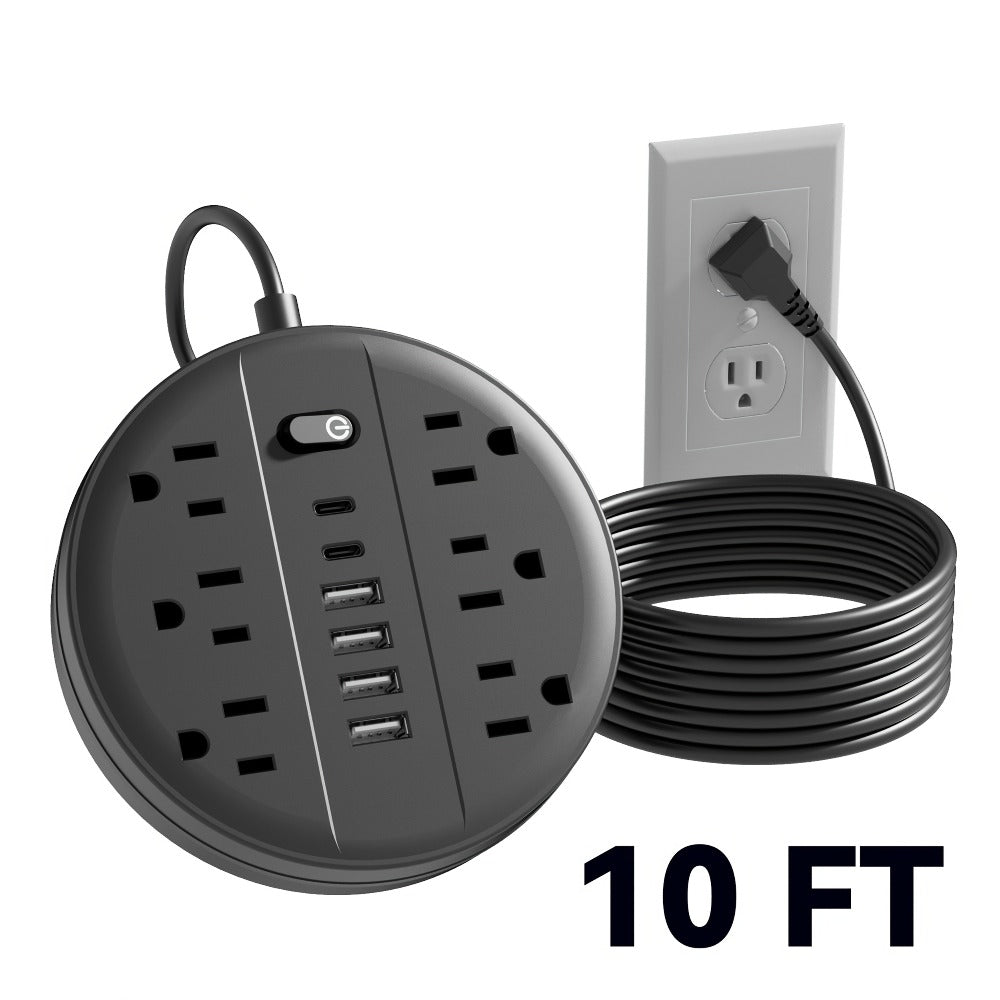 Surge Protector Power Strip 12-in-1 with 6 AC Outlets 4 USB-A 2 USB-C Flat Plug Wall Mount Overload Protection Desk Charging Station for Home Office Travel - product image 7