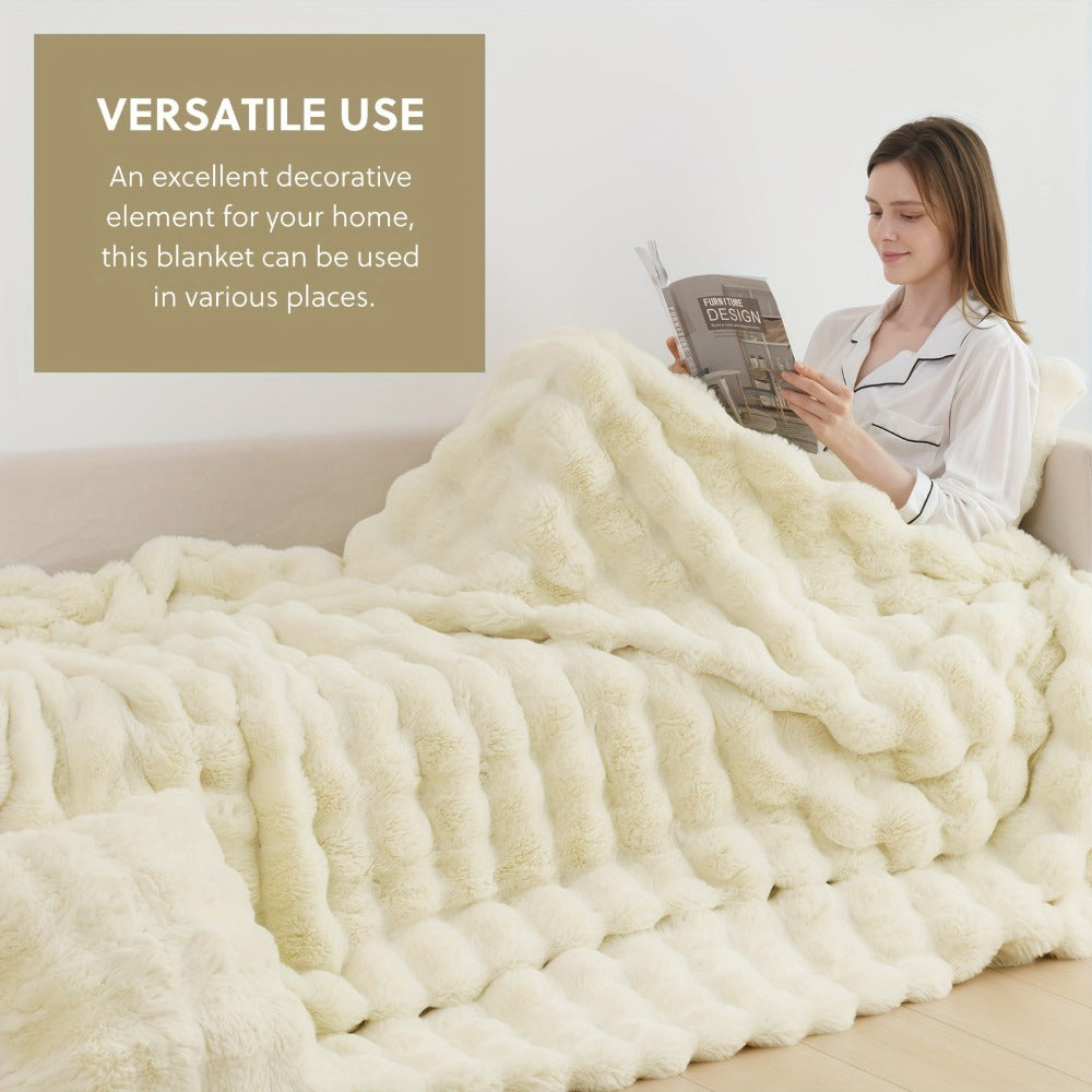 Faux Rabbit Fur Throw Blanket – Ultra-Soft Plush Fleece for Bed, Couch, Sofa & Travel, All Season, 11 Colors, Throw to King Size - product image 8