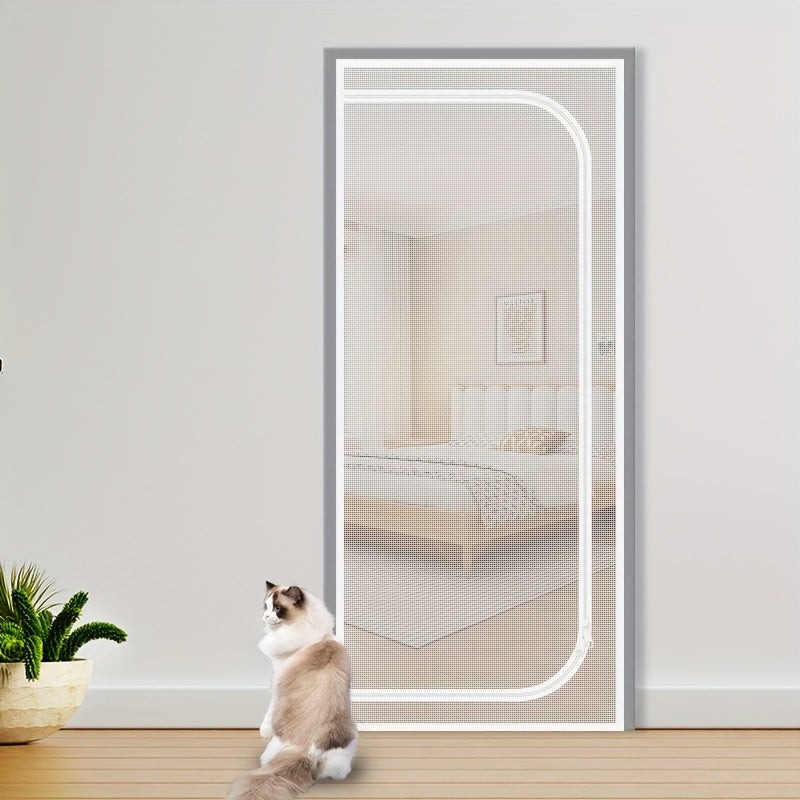 Cat Proof Door Curtain Pet Gate - Double Stitched Durable Scratch-Resistant Screen, Indoor Cat Barrier Door Cover for Doorways, Multiple Sizes, White & Black, Keep Cats In or Out o - product image 11