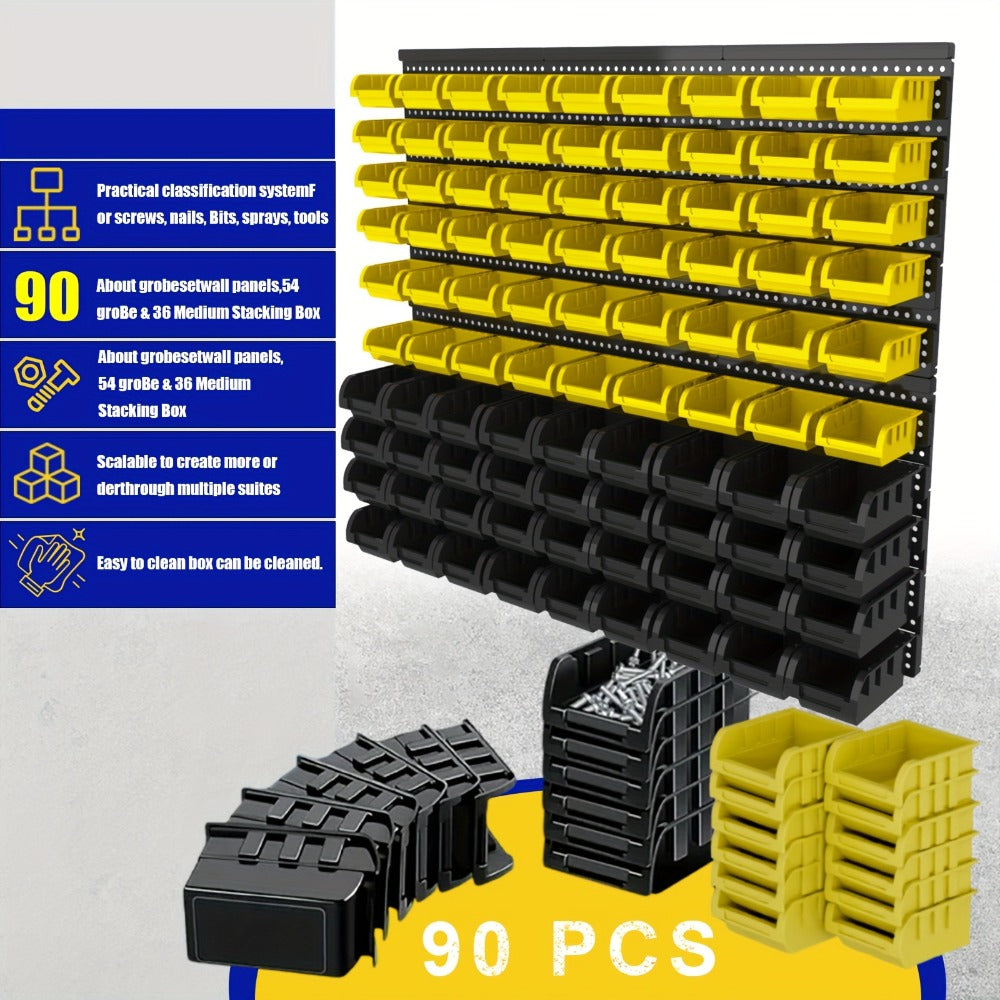 Wall Mounted Storage Bin Rack System – Heavy Duty Small Parts Organizer for Screws, Nuts, Bolts & Nails | Stackable Garage Workshop Tool Storage Rack | 30/60/90 Bins Hardware Organ - product image 4