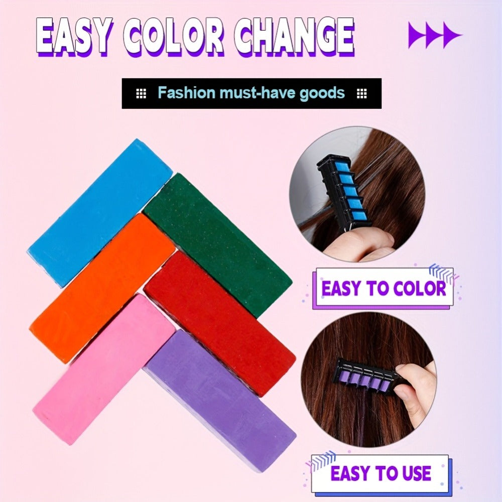 Temporary Hair Chalk Comb Set 14 Colors — Washable Hair Color Sticks with Plant-Based Squalane & Glycerin, Vibrant Streaks for Parties, Halloween, Festivals & Cosplay, Safe for All - product image 10