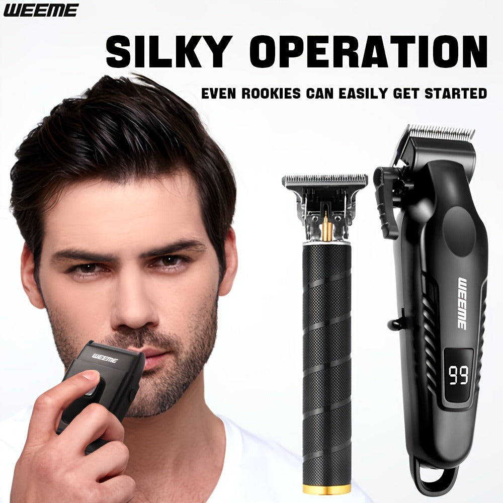 Men's Professional Grooming Kit – Cordless Rotary Shaver & T-Blade Trimmer, Type-C Charging, 6 Adjustable Combs, Non-Slip Beard Shaper for Travel & Family Haircut - product image 4