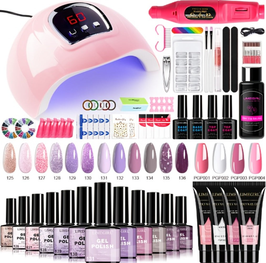 Gel Nail Polish Kit with UV Lamp & Electric Nail Drill - 12 Colors Gel Polish Set, Poly Extension Gel, Top & Base Coat, Glitter Nail Art Complete Starter Set for Home Salon, Beginn - product image 30