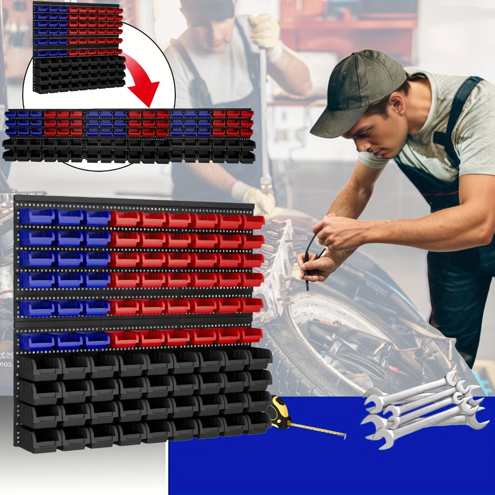 Wall Mounted Storage Bin Rack System – Heavy Duty Small Parts Organizer for Screws, Nuts, Bolts & Nails | Stackable Garage Workshop Tool Storage Rack | 30/60/90 Bins Hardware Organ - product image 2