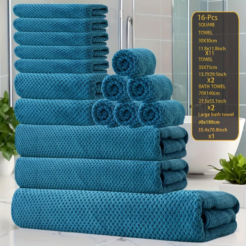 Coral Fleece Bath Towel Set 16 Piece 300GSM - Extra Large Bath Towel Washcloths Square Towels Soft Absorbent Quick Dry | 11 Colors | Hotel Home Travel Spa Gift Complete Bathroom To - product image
