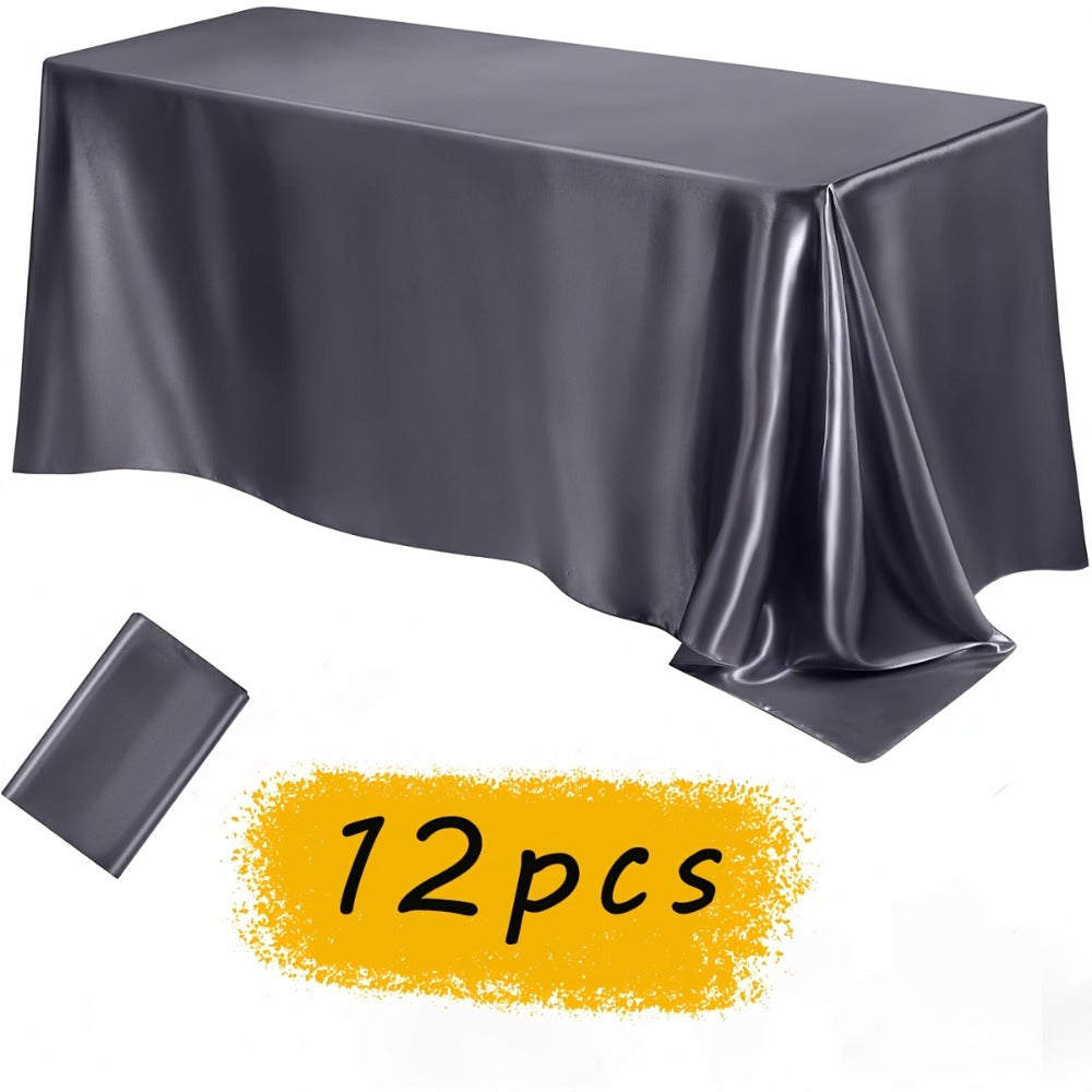Satin Tablecloth 12pcs 57"x102" Rectangular Silky Smooth Fabric Table Cover for Wedding Banquet Birthday Party Holiday Event - product image 9