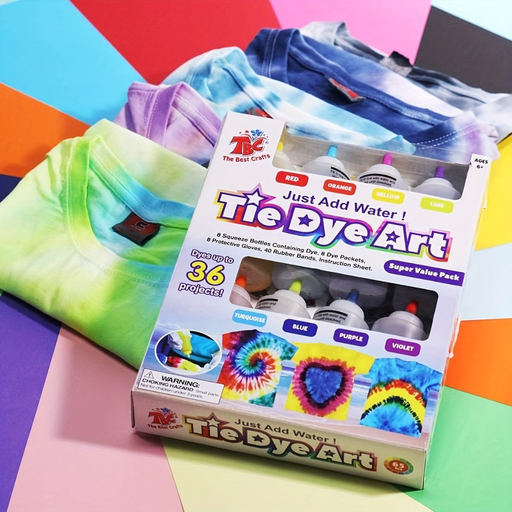 8-Color Tie Dye Kit for Kids & Adults | All-in-One DIY Fabric Dye Set with Squeeze Bottles Gloves Rubber Bands & Refill Packs, Tie-Dye Party Activity Gift 36+ - product image 5