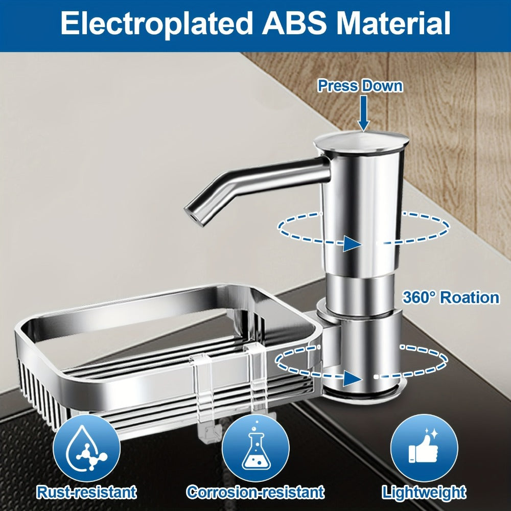 Kitchen Soap Dispenser Set with Sponge Holder & 39" Extension Tube, 360° Rotating Pump, No-Drill DIY Install for Kitchen Sink Bathroom Counter & Laundry Room, Fits 24-40mm Countert - product image 4
