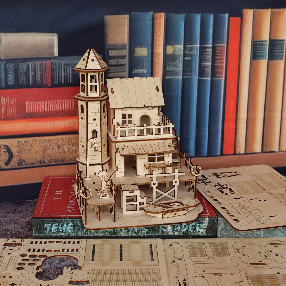 DIY Wooden Assembly Puzzle, Choose Fisherman's Hut / Treehouse / Cowboy Bar, STEM Brain Teaser Craft Kit, Unique Birthday & Holiday Gift – 3D Wood Model Kit - product image 8