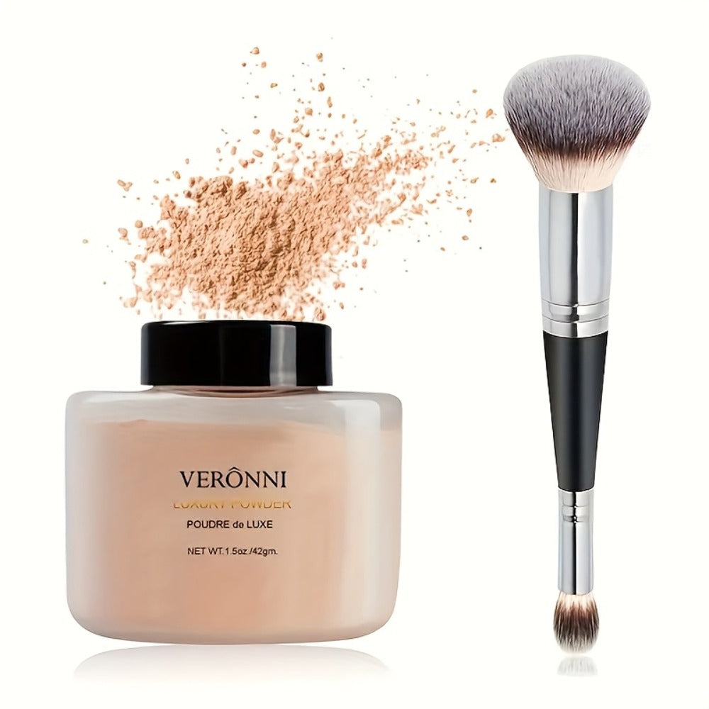 BB Cream Setting Powder Set 2 Pcs with Tools Moisturizing Concealer Oil Free Matte Long Lasting Face Makeup for Women Light Natural Skin Tone Birthday Holiday Gift - product image 3