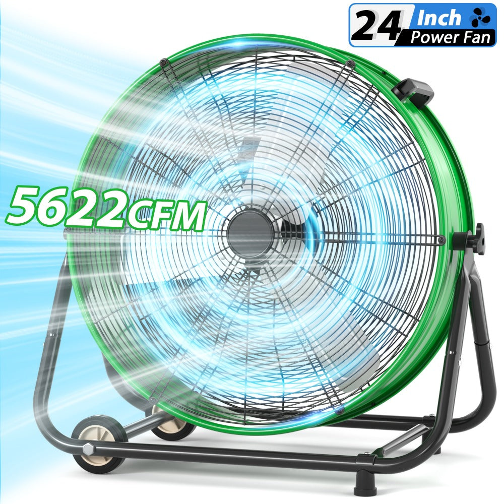 Industrial Drum Fan High Velocity Floor Fan 24 30 Inch | 3-Speed Heavy Duty Metal Air Circulator 360 Tilt Casters ETL Listed | Powerful Warehouse Garage Workshop Patio Commercial F - product image 8