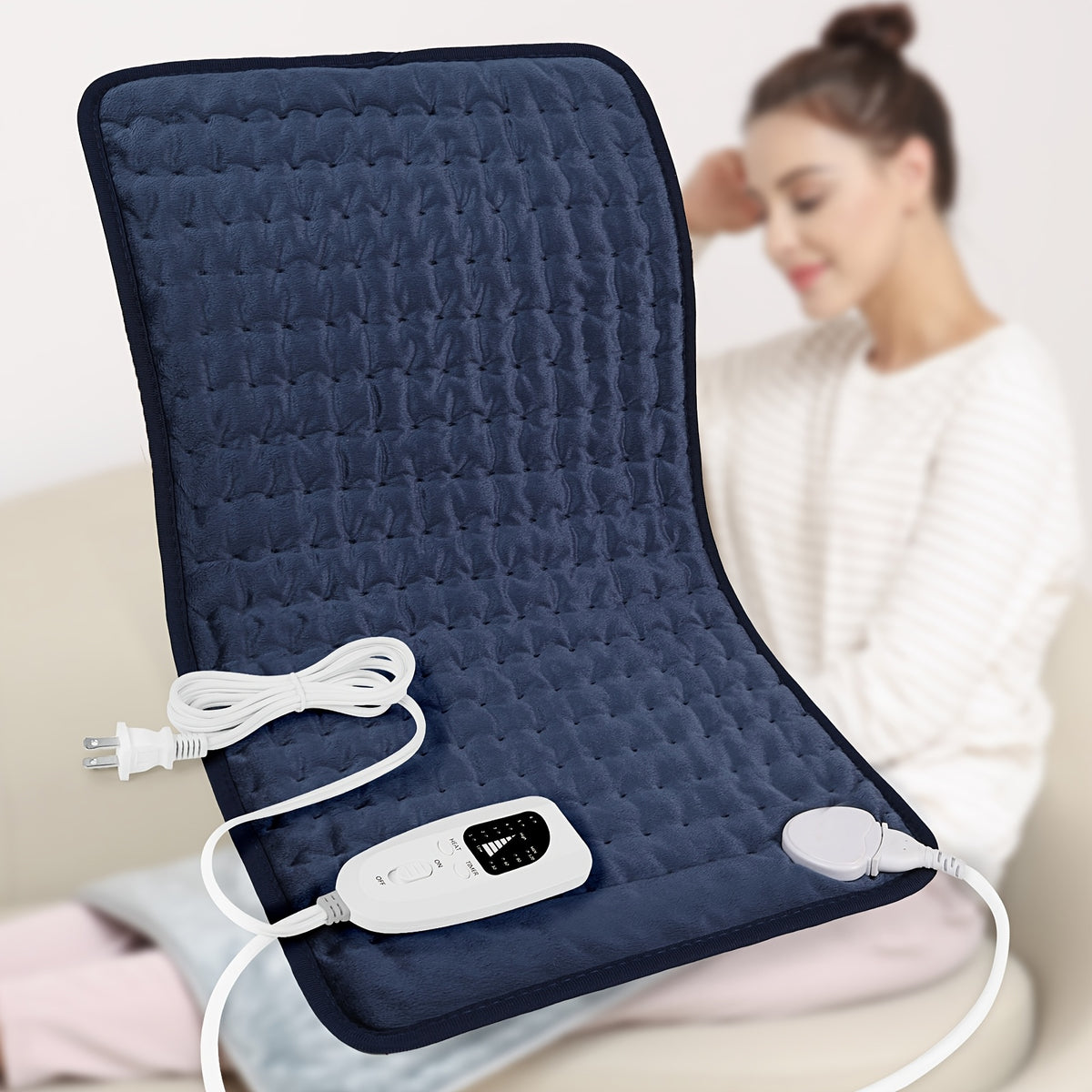 Extra Large Heating Pad - Back, Neck, Shoulders, Arms, Abdomen, Quickly Heated to 140 °F, Portable, 6 Heating Settings, Automatic Shut-Off, 24" X 12", Wet/Dry Options, Machine Washable