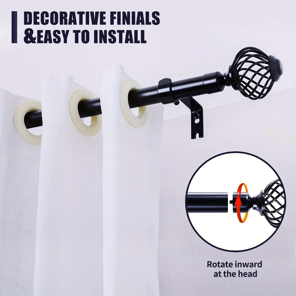 Black Adjustable Curtain Rod Heavy Duty Farmhouse Decorative Drapery Rod for Bedroom Living Room Kitchen Patio 4 Sizes Easy Install - product image 2