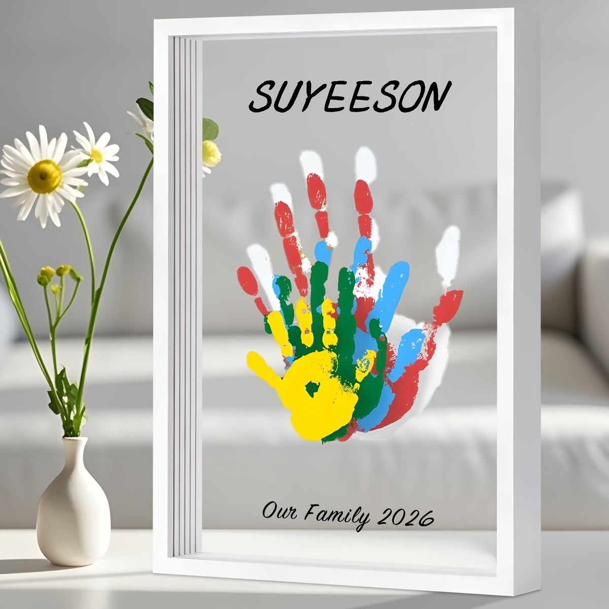 Handprint Kit for Family - DIY Wooden Keepsake Frame with Paint, Baby Hand & Footprint Craft Set, Cherished Memory Keepsake Box, Unique Gift for New Parents, Home Decor Nursery Art - product image 12