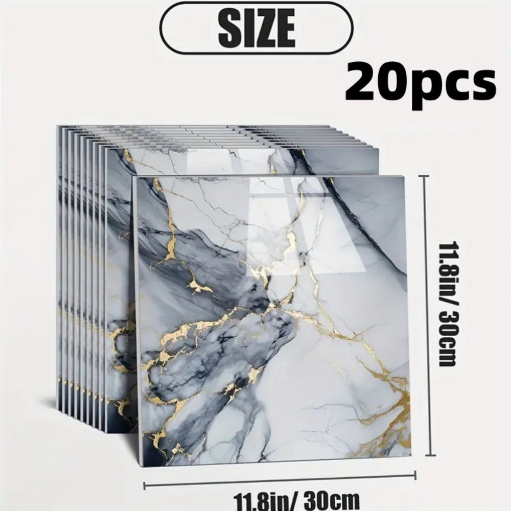 Self-Adhesive PVC Marble Tile Stickers 20pcs 30x30cm Waterproof Wall Panels for Bathroom Kitchen Living Room Backsplash Decor - product image 18