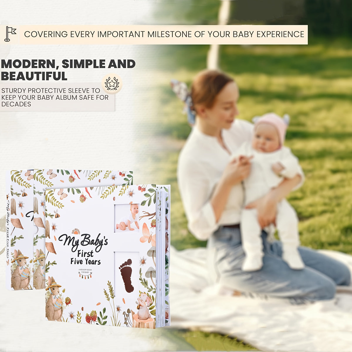 Modern Minimalism: A Memory Book for Male Or Female, 124 Pages, 9.96x9.84 Inches, The First Eternal 5-Year-Old Book, A Milestone Book That Records Every Event - product image 5