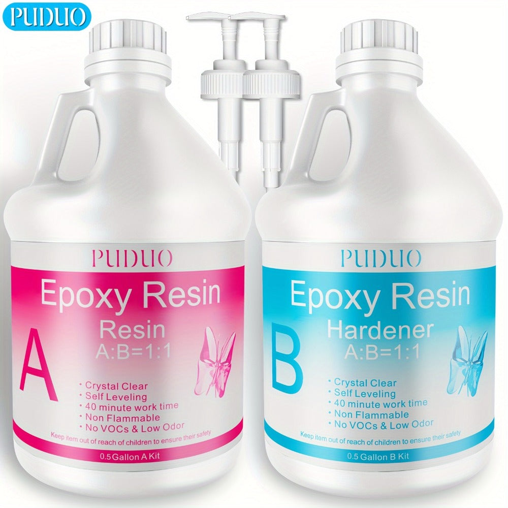 Epoxy Resin Kit Ultra Clear Bubble-Free Self-Leveling – 2-Part Casting & Coating Resin for River Tables Countertops Crafts, Yellowing-Resistant Fast Cure Formula - product image