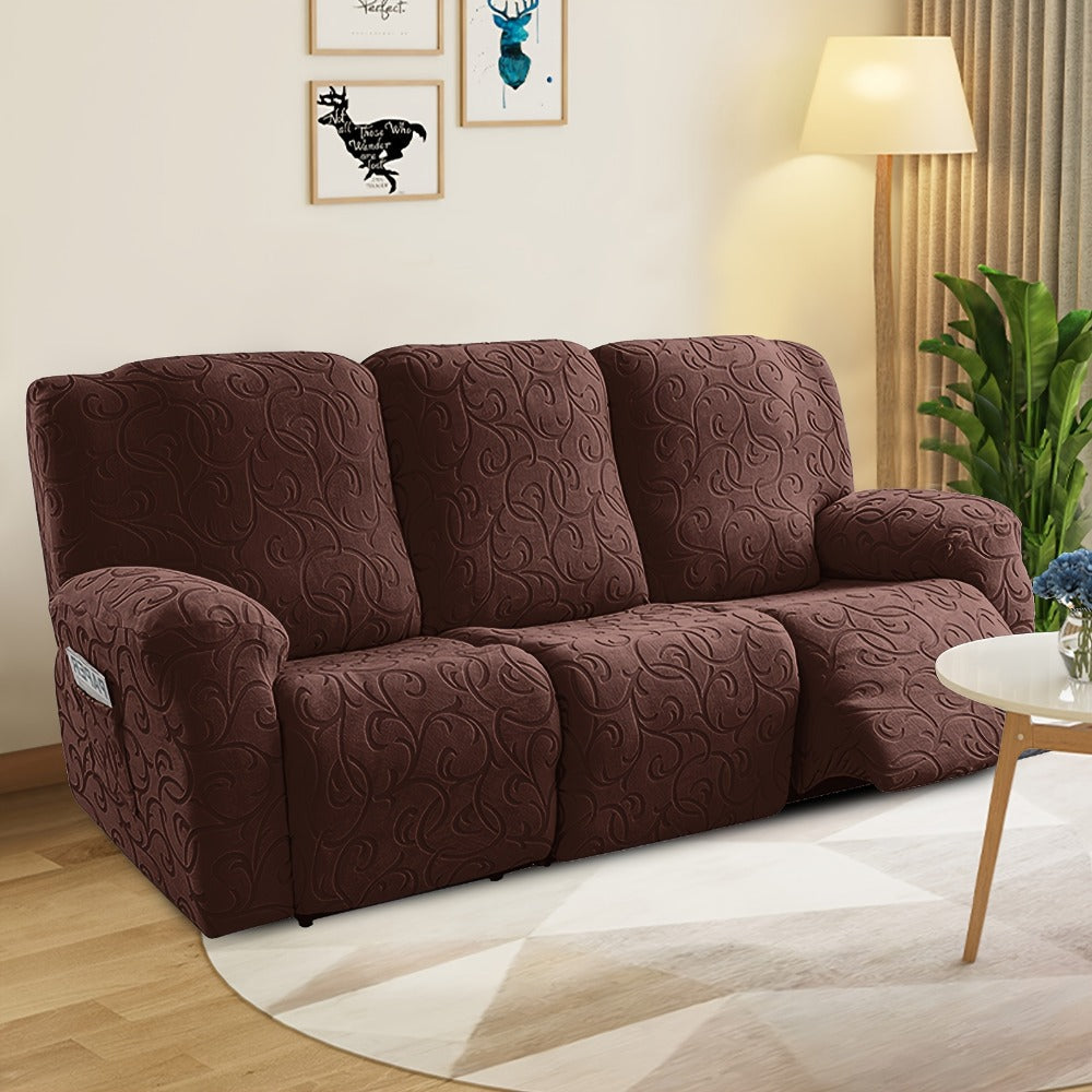 Chenille Recliner Sofa Cover 3 Seater High Stretch Thickened Hooked Fabric - Machine Washable Wear Resistant Couch Slipcover | Sand Color Light Grey Chocolate | Living Room Bedroom - product image 13
