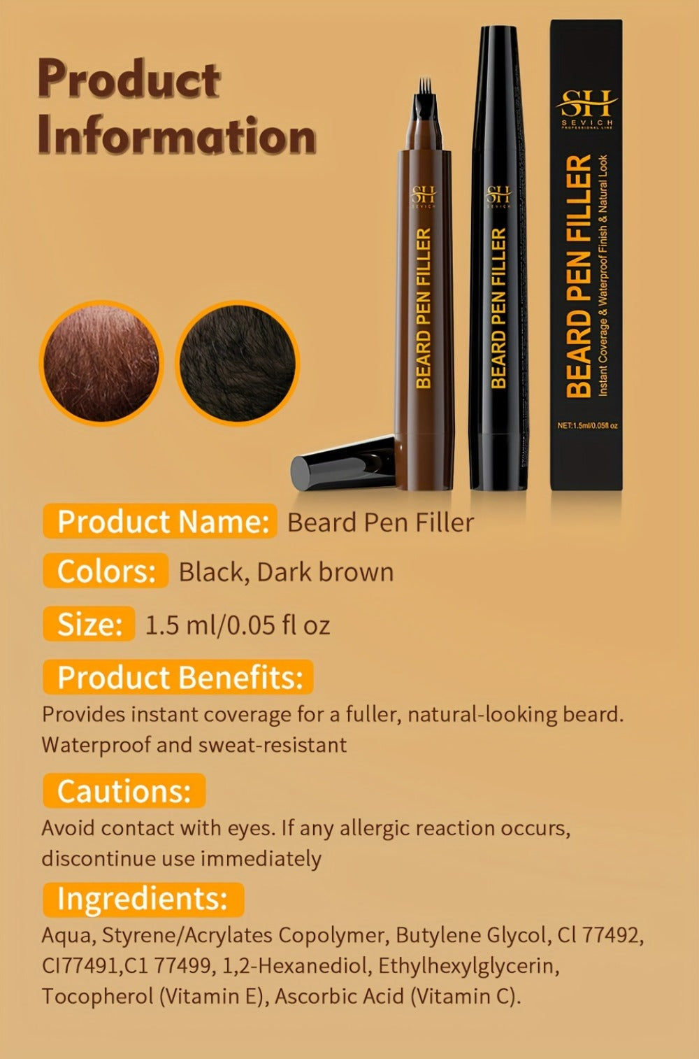 Beard Filler Pencil with Brush — Waterproof Long-Lasting Beard Pencil for Fuller Thicker Beard | Fills Sparse Patchy Beard & Mustache | Men's Grooming Tool | Black & Dark Brown | 1 - product image 15