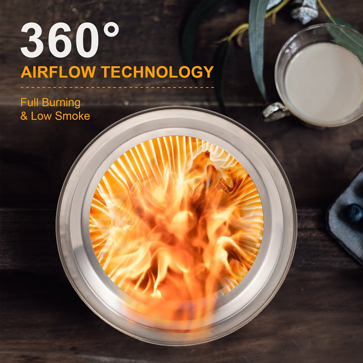 Tabletop Fire Pit 9.7x7 Inch Low Smoke Outdoor Patio Camping Stove Wood Pellet Burning with Fireproof Mat Travel Bag - product image 5