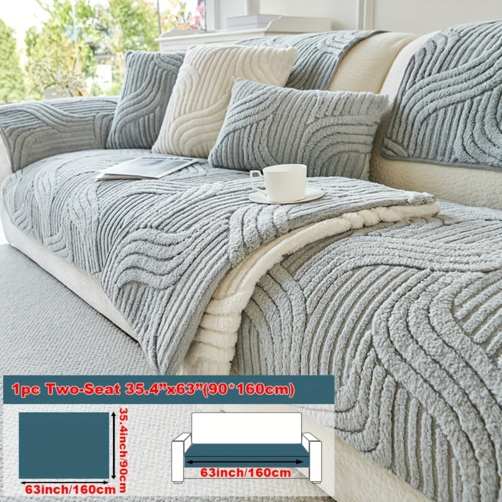 Stretch Velvet Sofa Cover Non-Slip | Plush Shu Velveteen Couch Slipcover, Modern Luxury Pet Friendly Machine Washable, 2 3 4 Seat, Armrest & Pillowcase, Living Room Bedroom Office - product image 18