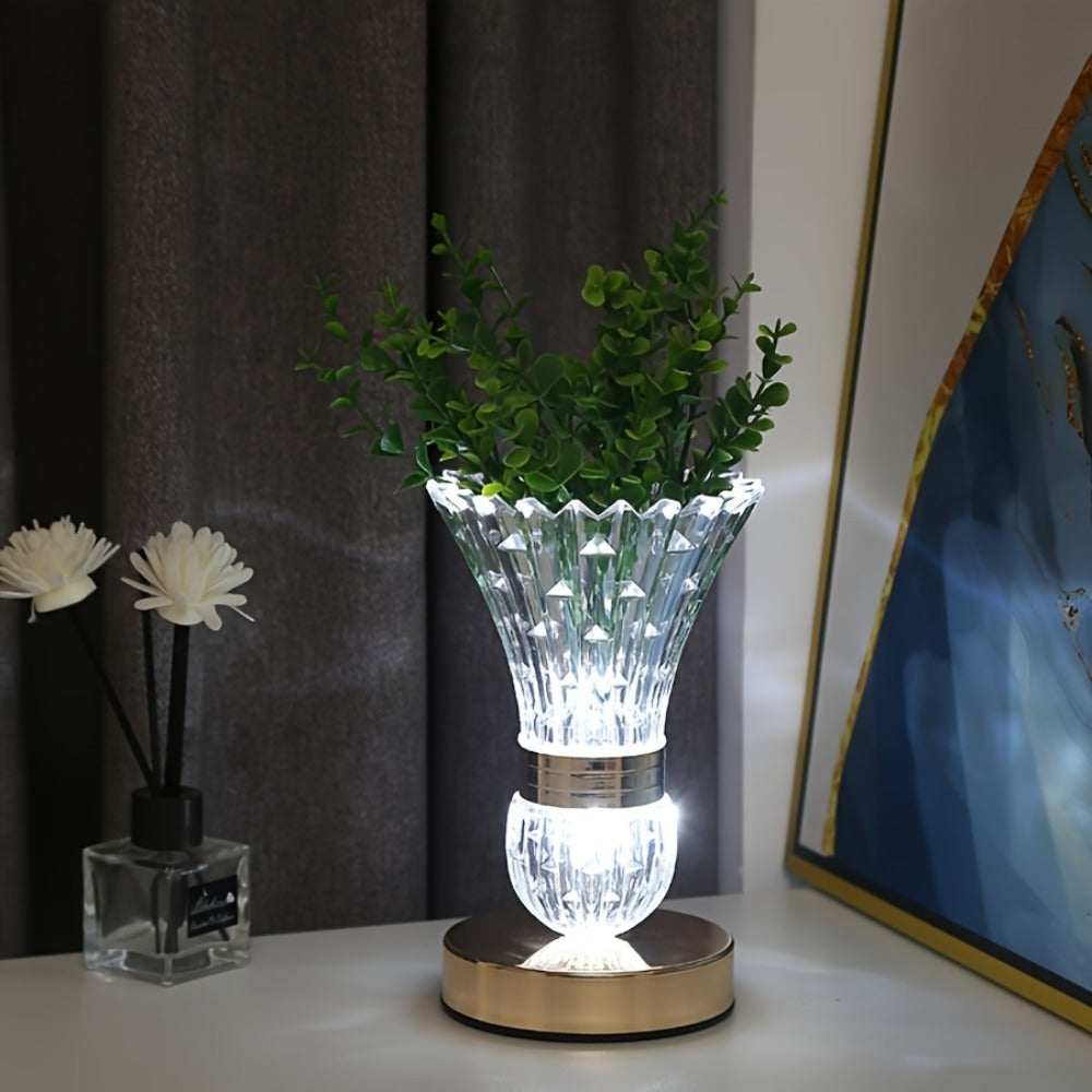 Crystal Vase Table Lamp Touch Control USB Rechargeable Adjustable Brightness Bedside Night Light - product image 8