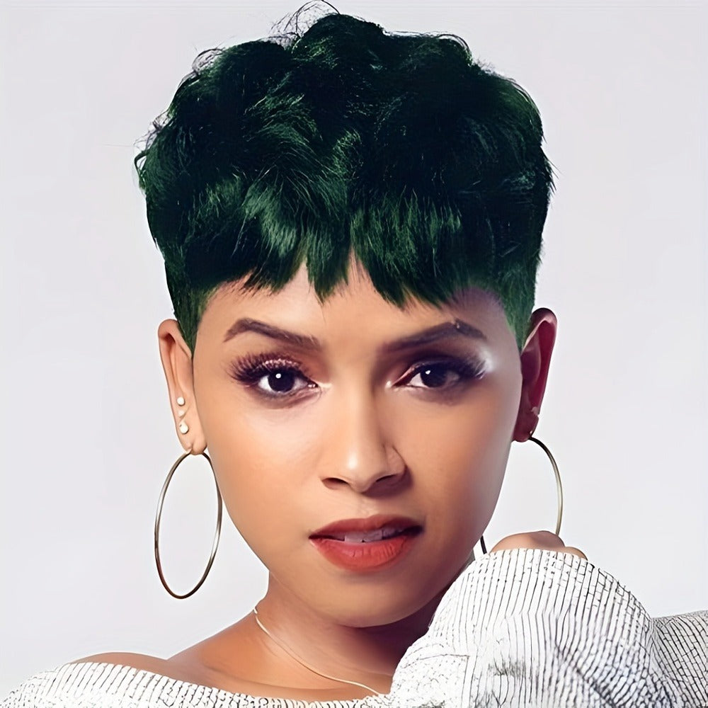 Body Wave Pixie Wig 8 Colors Short 4 Inch Synthetic Heat Resistant Rose Net Cap – Black Brown Red Blue Purple Green | Women Daily Wear Party Cosplay Fashion Wig - product image 4