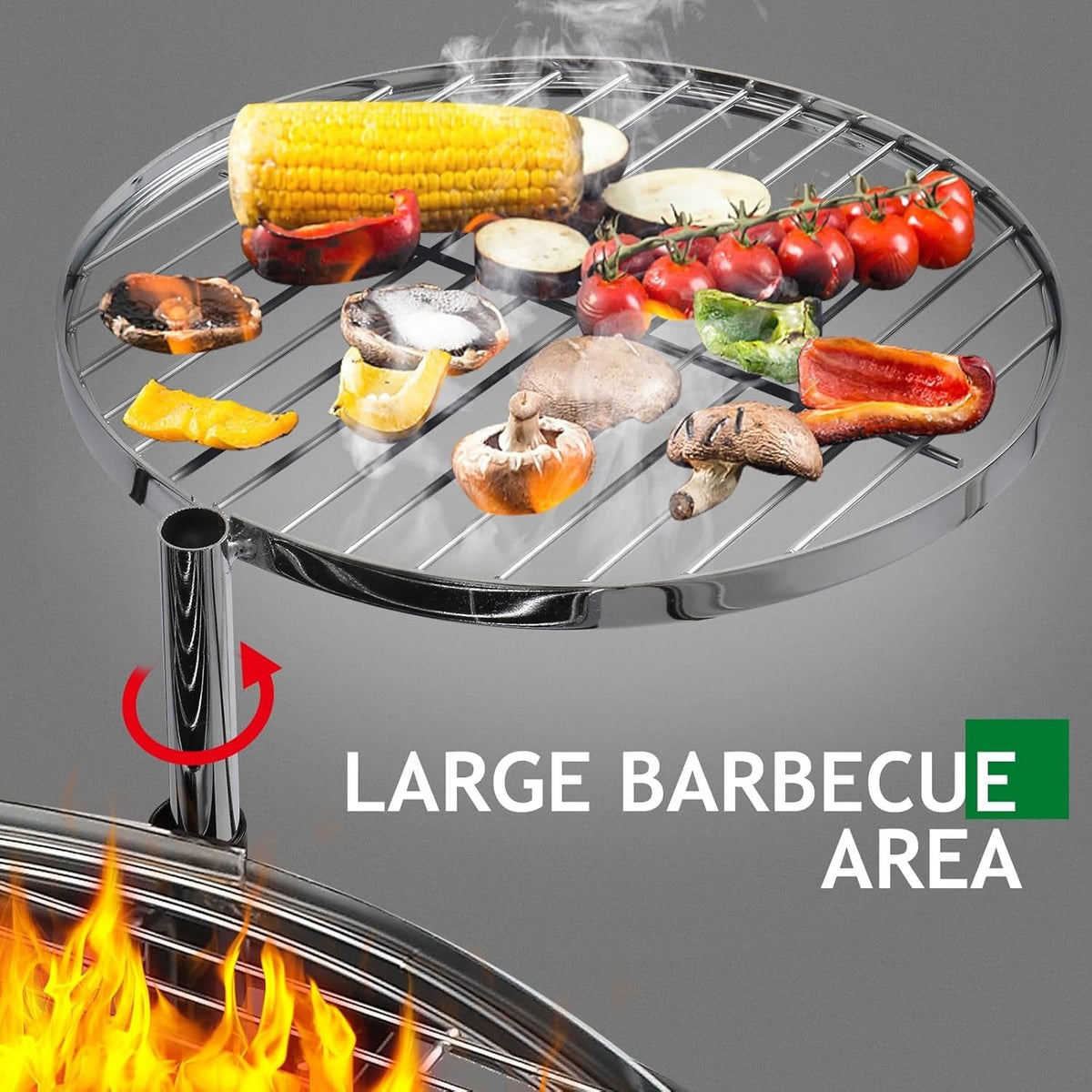 BBQ Fire Pit 33 Inch Wood Burning Outdoor Fire Pit with Swivel Cooking Grate, 2 Removable Grills for Backyard Patio Picnic Outside Camping - product image 3