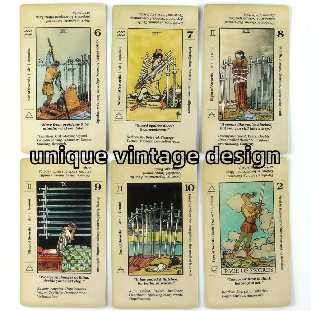 Complete Vintage Spiritual Reading Set, Full Major & Minor Arcana, Beginner-Friendly Gift for Women Teens Adults – Tarot Cards 78-Card Deck with PDF Guidebook - product image 6