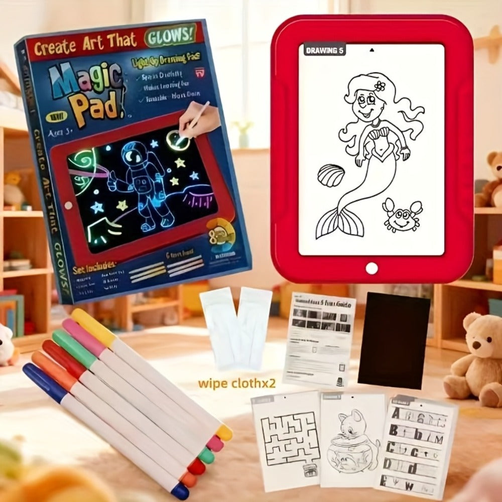 Magic LED Drawing Board for Kids with 15 Double-Sided Tracing Cards & 6 Washable Markers – Perfect Christmas & Birthday Gift – Light Up Luminous Art Board for - product image 5