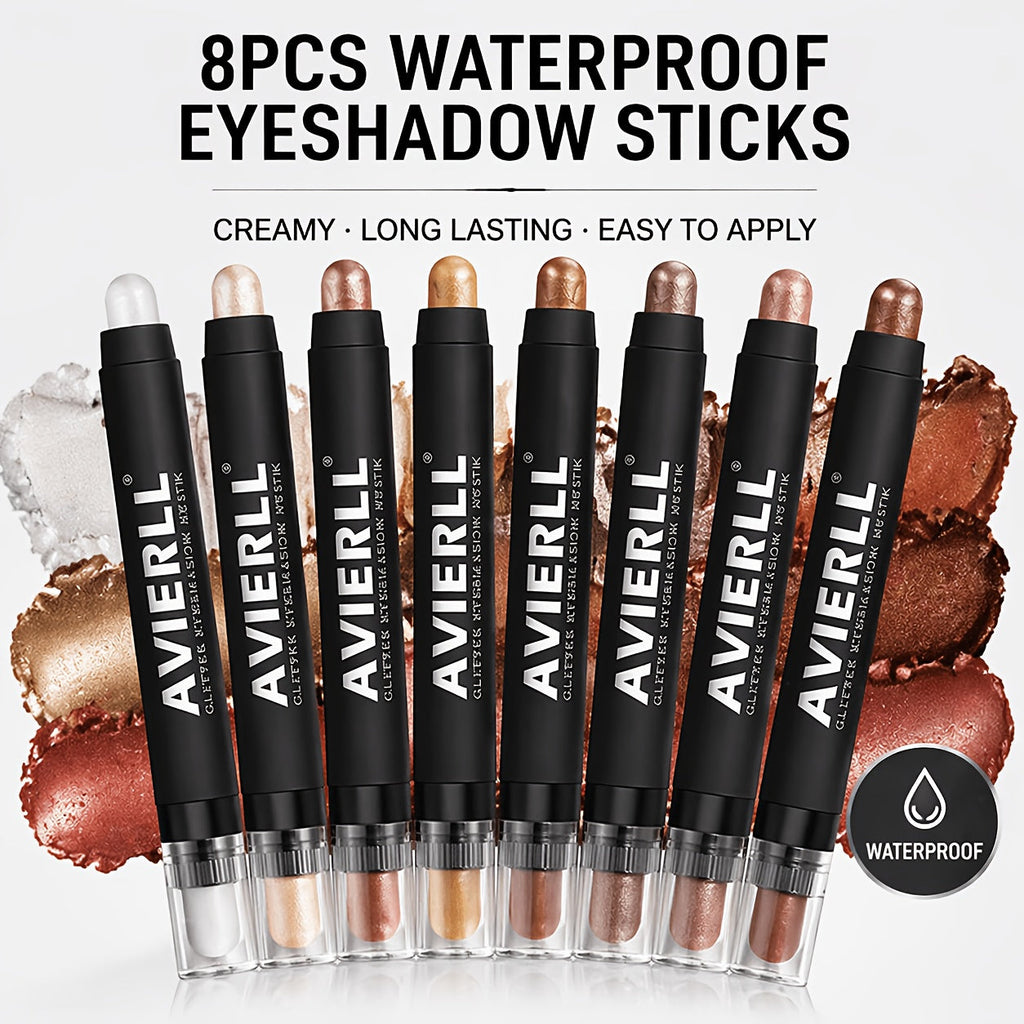 Waterproof Eyeshadow Stick Set 8 Piece – Shimmer, Pearlescent & Matte Eye Shadow Pencils, Creamy Blendable Formula, Long-Lasting Smoky Natural Glitter Eye Looks, Gift for Her - product image 24