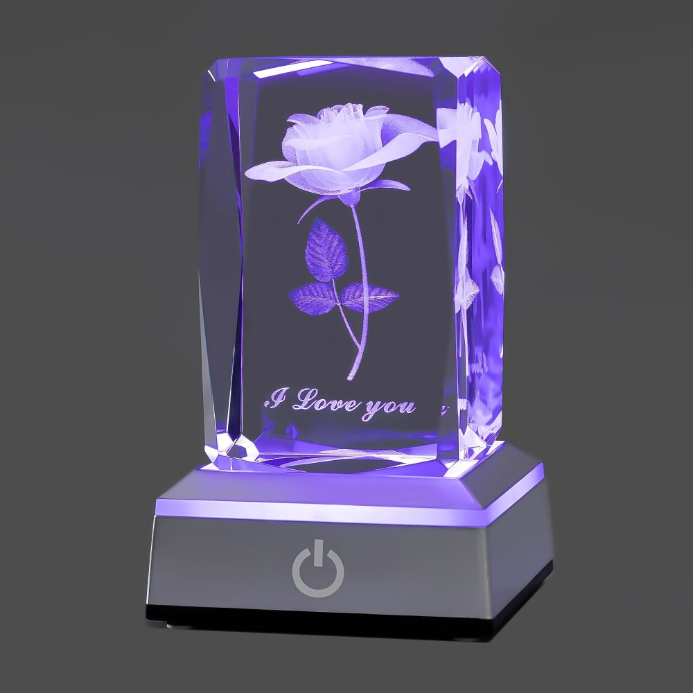 Rose Crystal LED Night Light – Colorful Floral LED Sign Lamp, Romantic Desk Light for Bedroom Vanity, Unique Gift for Girlfriend Wife Mom on Women's Day Anniversary Birthday (4 Sty - product image 9