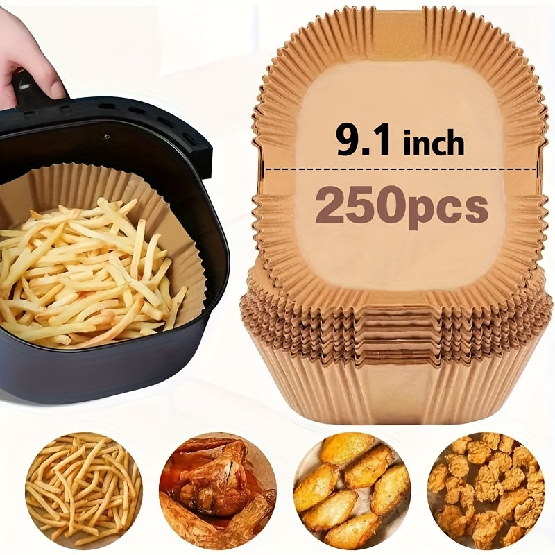 Air Fryer Parchment Paper Liners 250pcs - Non-Stick Disposable Square Liner Sheets for 5-8QT Air Fryer Basket Baking Roasting Microwave Unbleached - product image 15