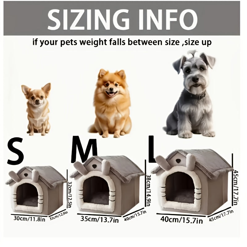 Detachable Soft Polyester Cat Nest, Cozy Winter Indoor Cat Bed, Classic Gray & White Design, Large Size 19" x 15" x 18" – Cat Cave Bed Washable Pet House for - product image