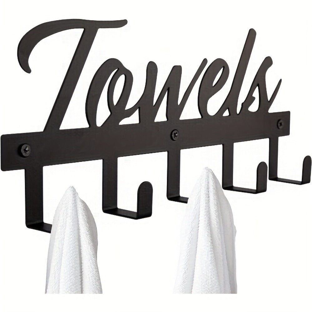 Wall Mount Towel Rack with 5 Hooks Farmhouse Bathroom Organizer Space Saving Towel Holder for Bathroom Kitchen Entryway Easy Install Rust Resistant - product image 9