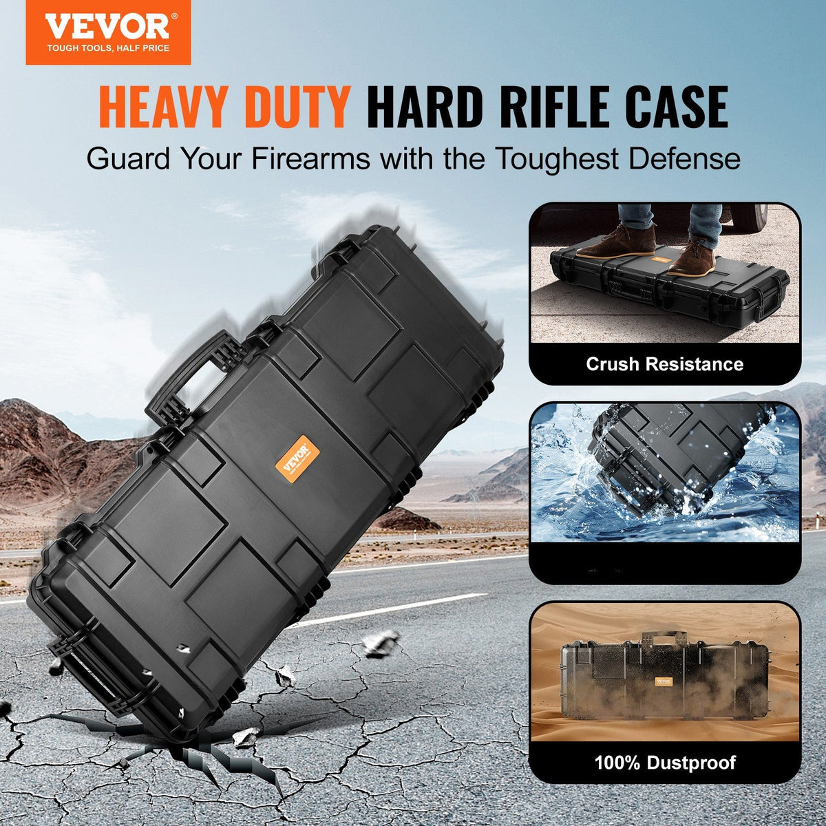 Lockable TSA Approved Gun Case, 3-Layer Protective Foam, Crushproof Hard Shell for Two Rifles or Shotguns, Pressure Valve & Metal Hinges for Hunting & Travel - product image 4