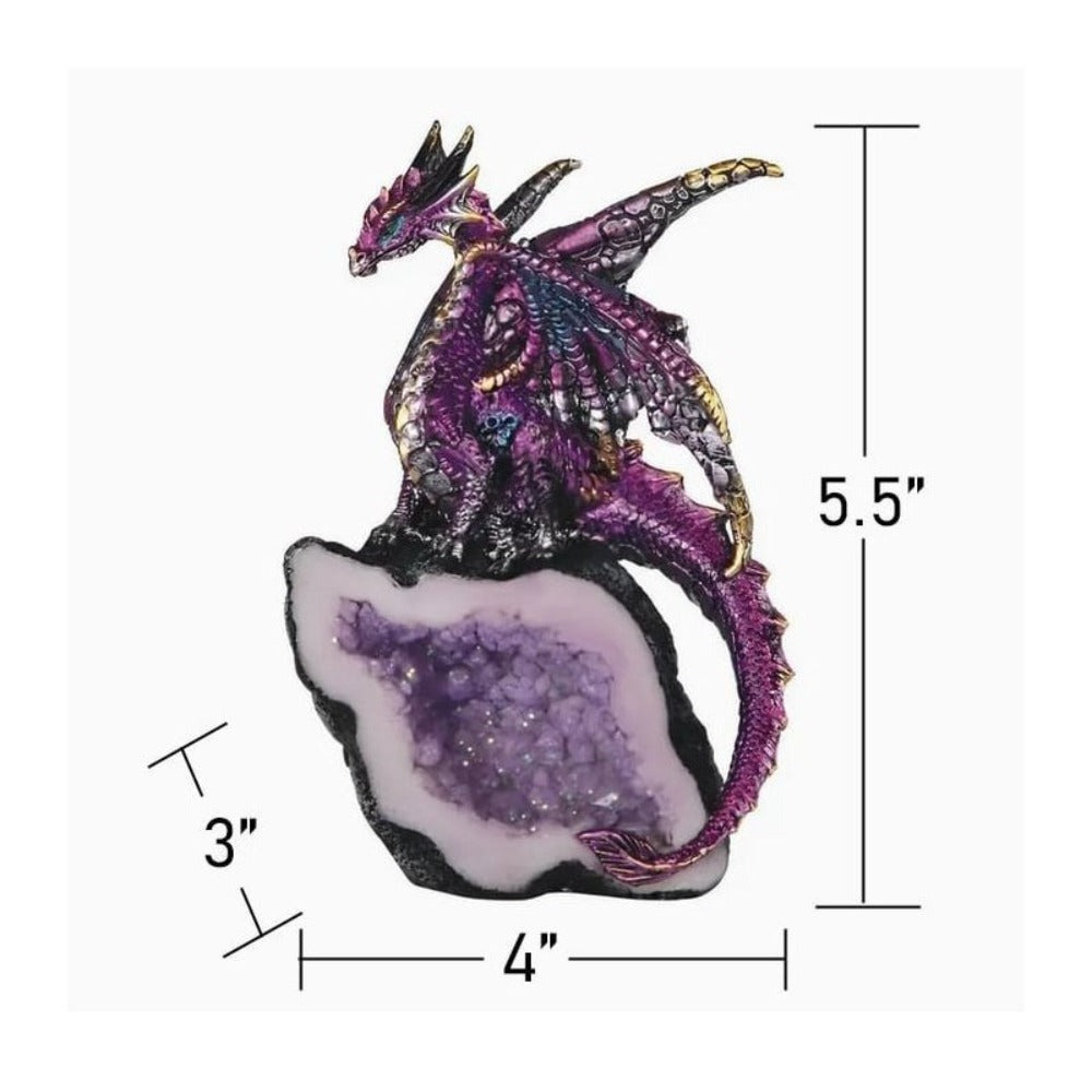 Dragon Figurine Purple Dragon Guarding Crystal Cave Statue 5.5 Inch Polyresin Sculpture Collectible Home Decor for Bookshelf Office Living Room Unique Gift for Birthdays Housewarmi - product image 3